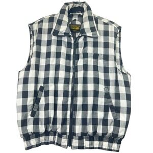 Branded Lion Buffalo Plaid Vest XL Black White Quilted Puffer Gingham Outerwear
